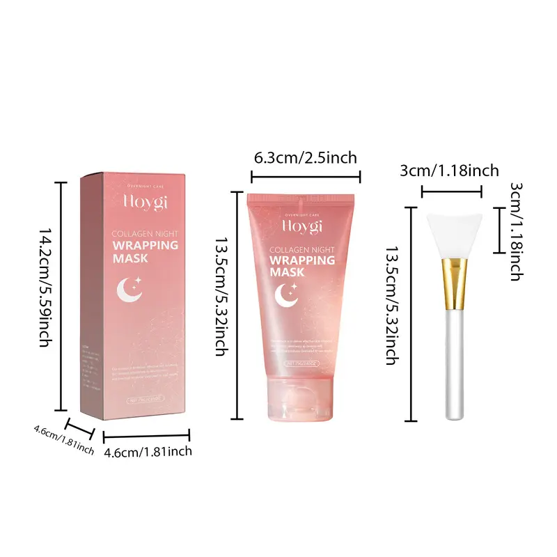 Collagen Overnight Wrapping Peel Off Facial Mask, 1/2 Counts Hydrating & Tightening Skin Care Mask, Elasticity & Hydration Care Facial Mask, Christmas Gift Hydrate Comfort 1