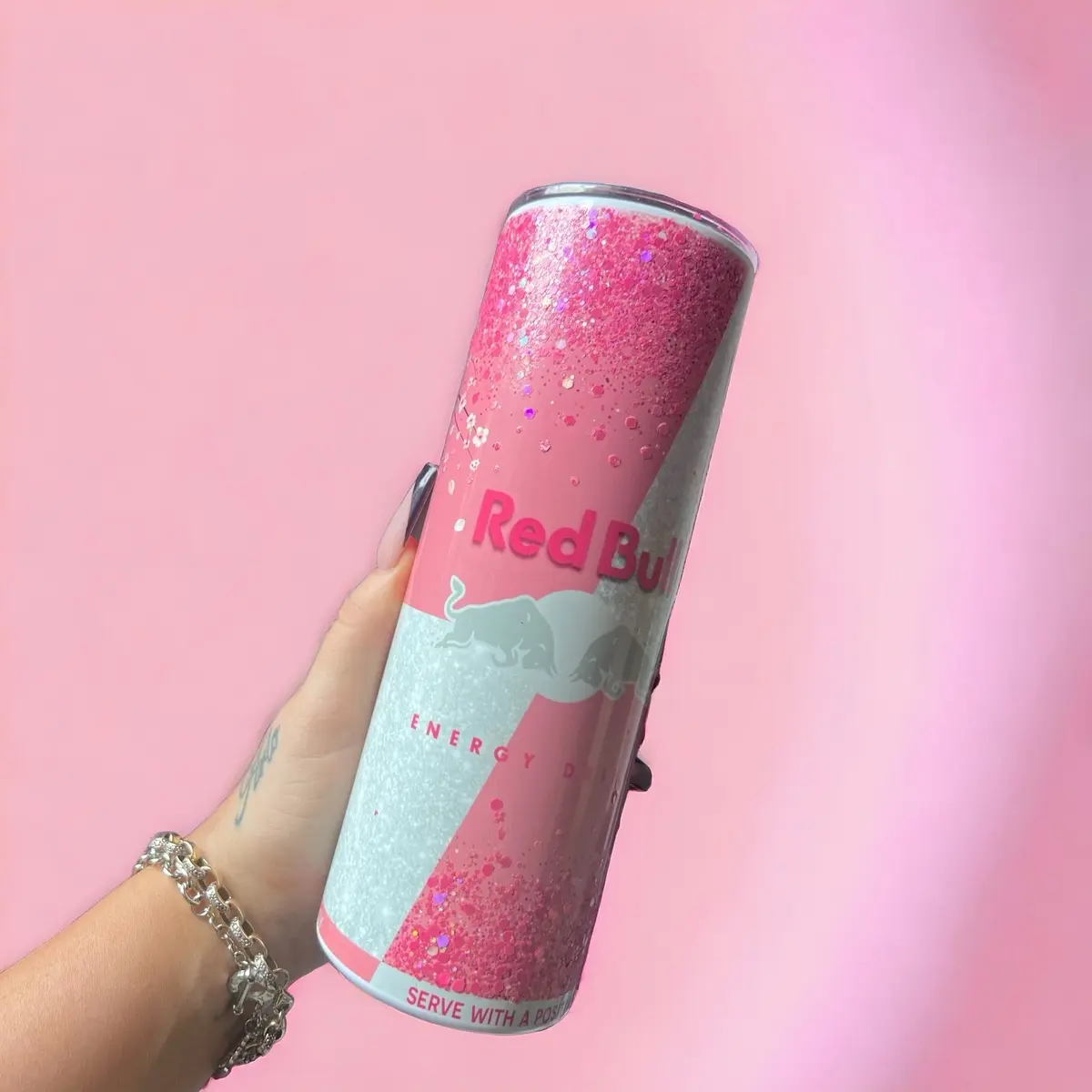Real Glitter ALL COLOURS Red Bull 20oz Stainless Steel Insulated Vacuum Seal Tumbler - Perfect for Hot and Cold Drinks - Bottled, Bottles Cup Mug Drinkware Flasks Water Bottles Portable