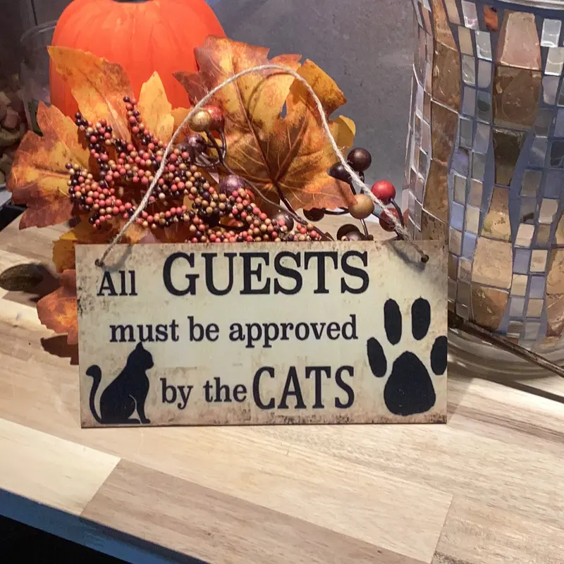 Door sign All guests must be approved by the cats 1