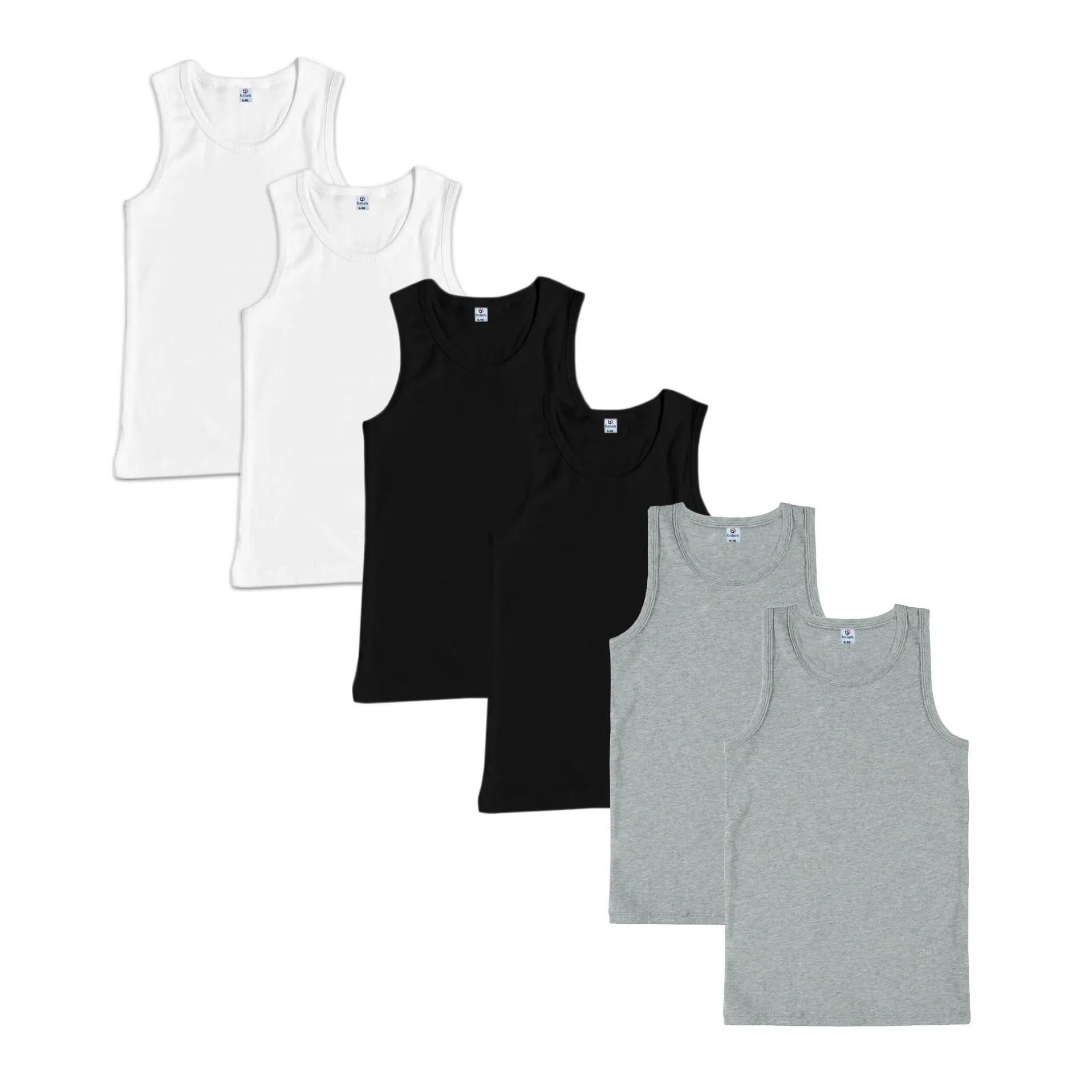 Bahob® 6 Pack Boy's Underwear Vests Soft Cotton Tank Tops Kids Sleeveless Vests Undershirts 100% Cotton