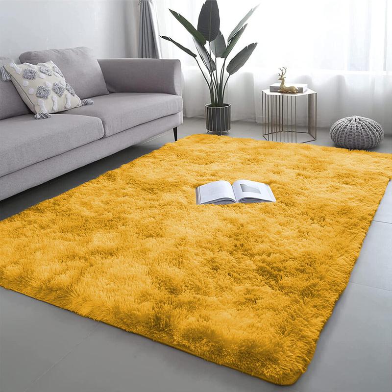 Large Shaggy Rug Fluffy Rugs Anti-Slip Living Room Bedroom Soft Carpet Floor Mat Cotton Plaid Non-slip Anti-skid Indoor Black 6