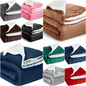 Sherpa Fleece Blanket - Soft and Fluffy Bed Throws and Blankets for Sofas - Reversible Microfiber Throw - Fluffy Microfiber Solid Blankets for Bed and Couch Double - Thick and Warm Blanket Fluffy Soft Sherpa Throw Sofa Blanket Bed Blanket Office Blanket