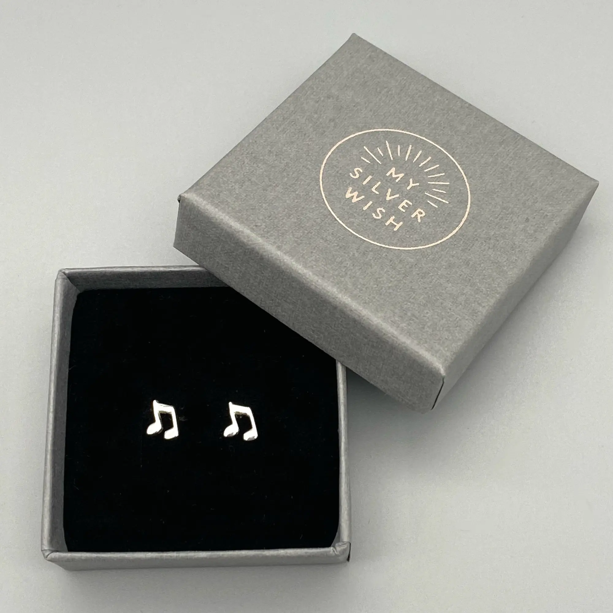 Musical Note Sterling Silver Stud Earrings
