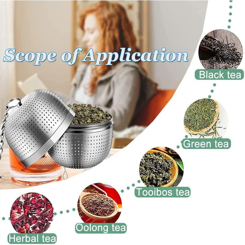 Tea Infuser for Loose Tea, Stainless Steel Tea Infuser Mesh Tea and Herb Ball Strainer, Tea Ball Strainers Infuser with Drip Trays, for Loose Leaf Tea, Herbal Tea, Mugs Teapots Spice Filter Silver 2