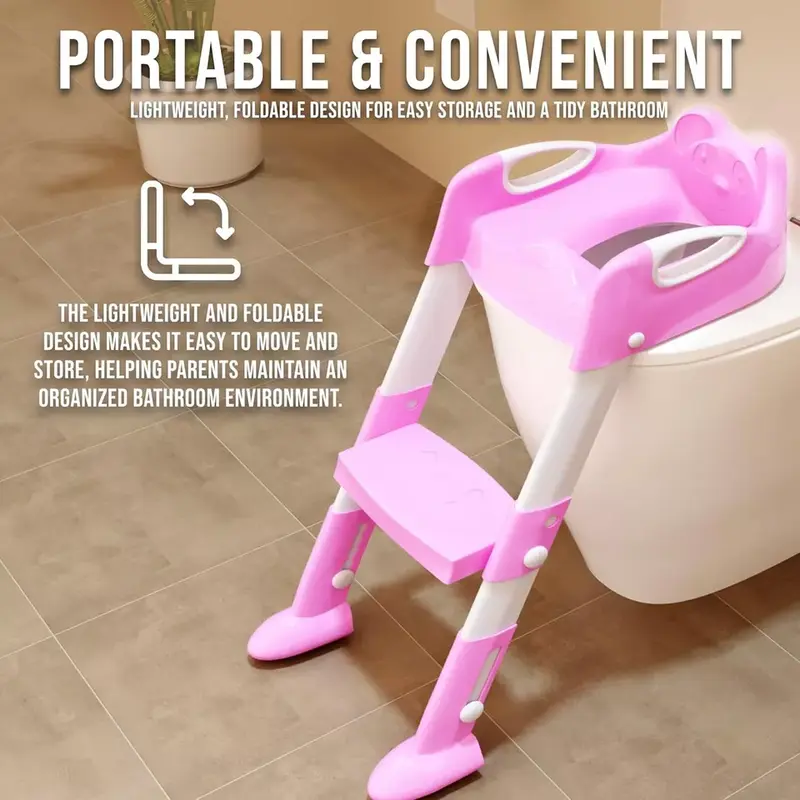FOLDABLE BABY POTTY INFANT KIDS TOILET CHAIR PORTABLE TRAINING SEAT WITH LADDER 3