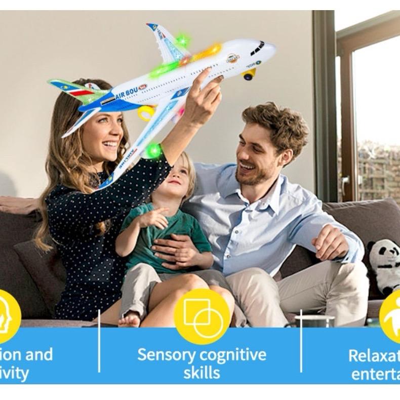 Airplane Toy Kids Airbus A380 Large & Small Size Aeroplane Toys Electric with Flashing Lights LED & Music Bump & Go Educational Toys For Toddlers Children Boy & Girl Best for Birthday Christmas Gifts Present 3