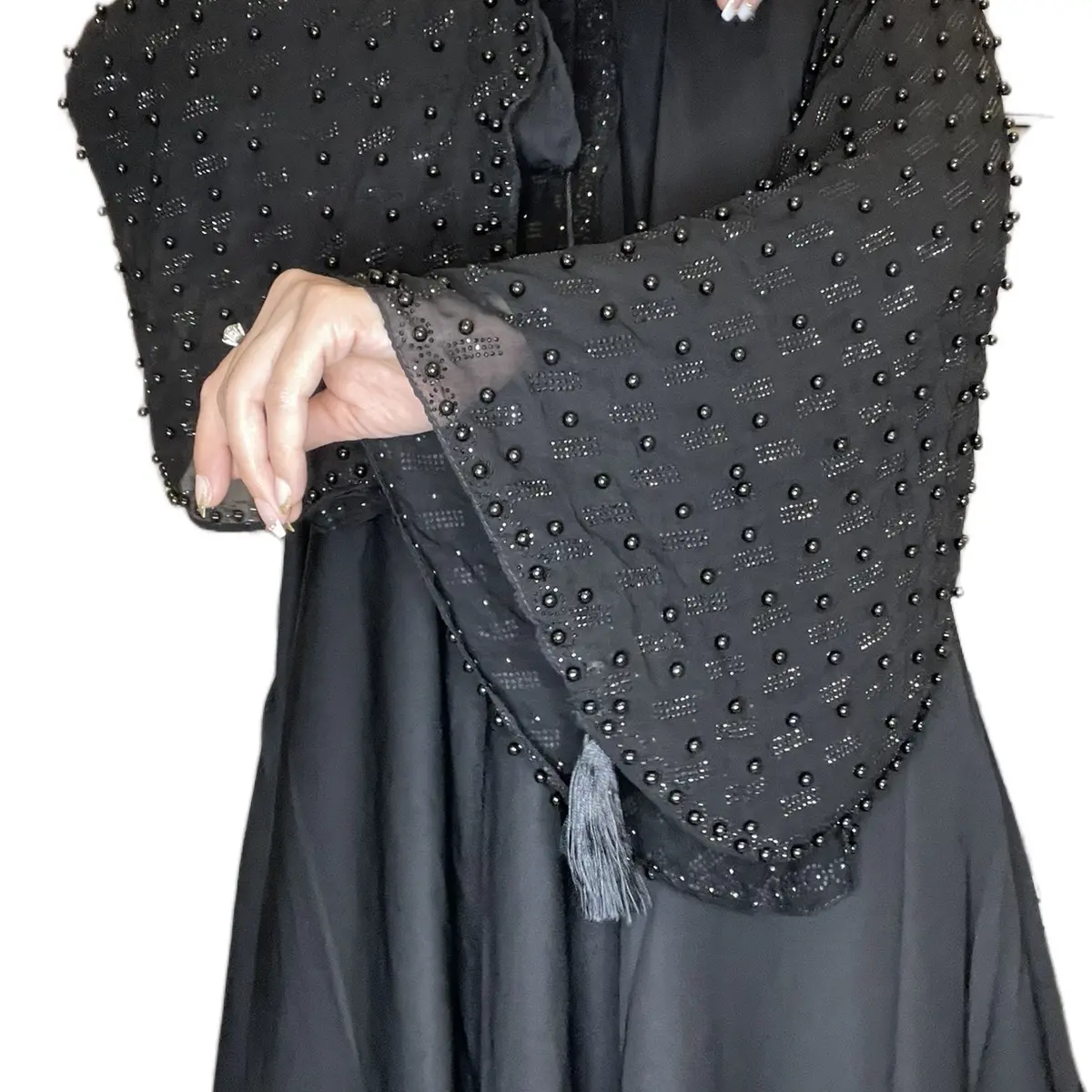 Beautiful black colour, Arabic style Abaya with scarf. Size (54)