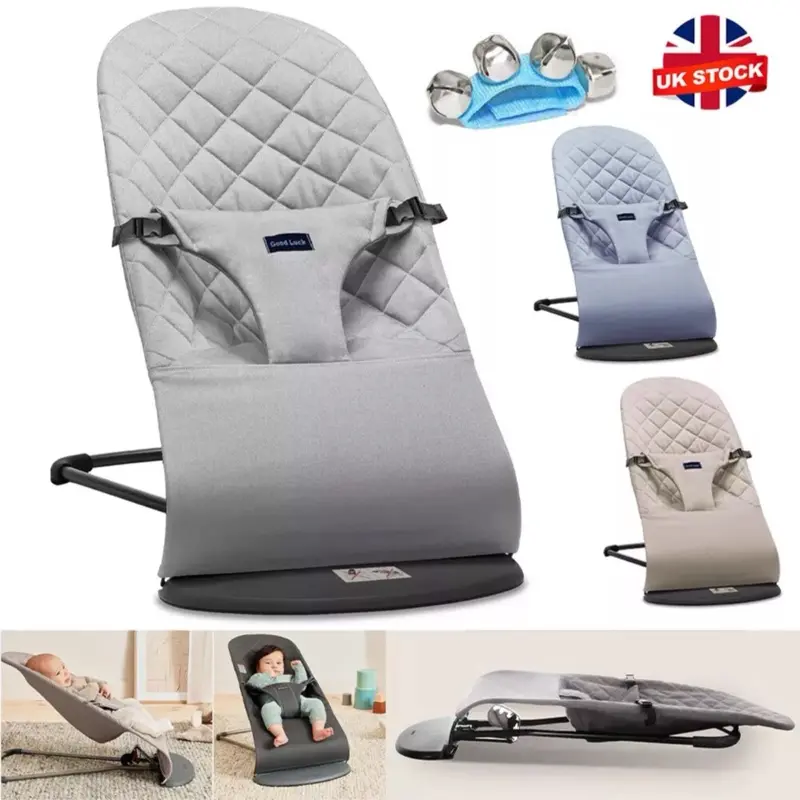 Newborn Baby Bouncer Balance Soft Durable Infant Chair Rocking Seat Foldable UK 0
