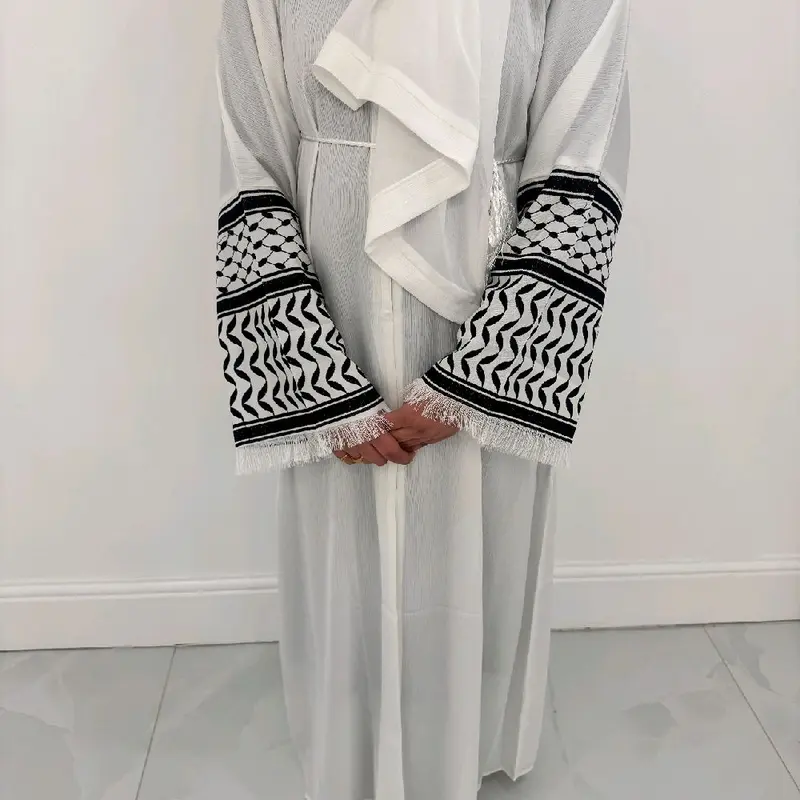 White Keffiyeh Abaya 2