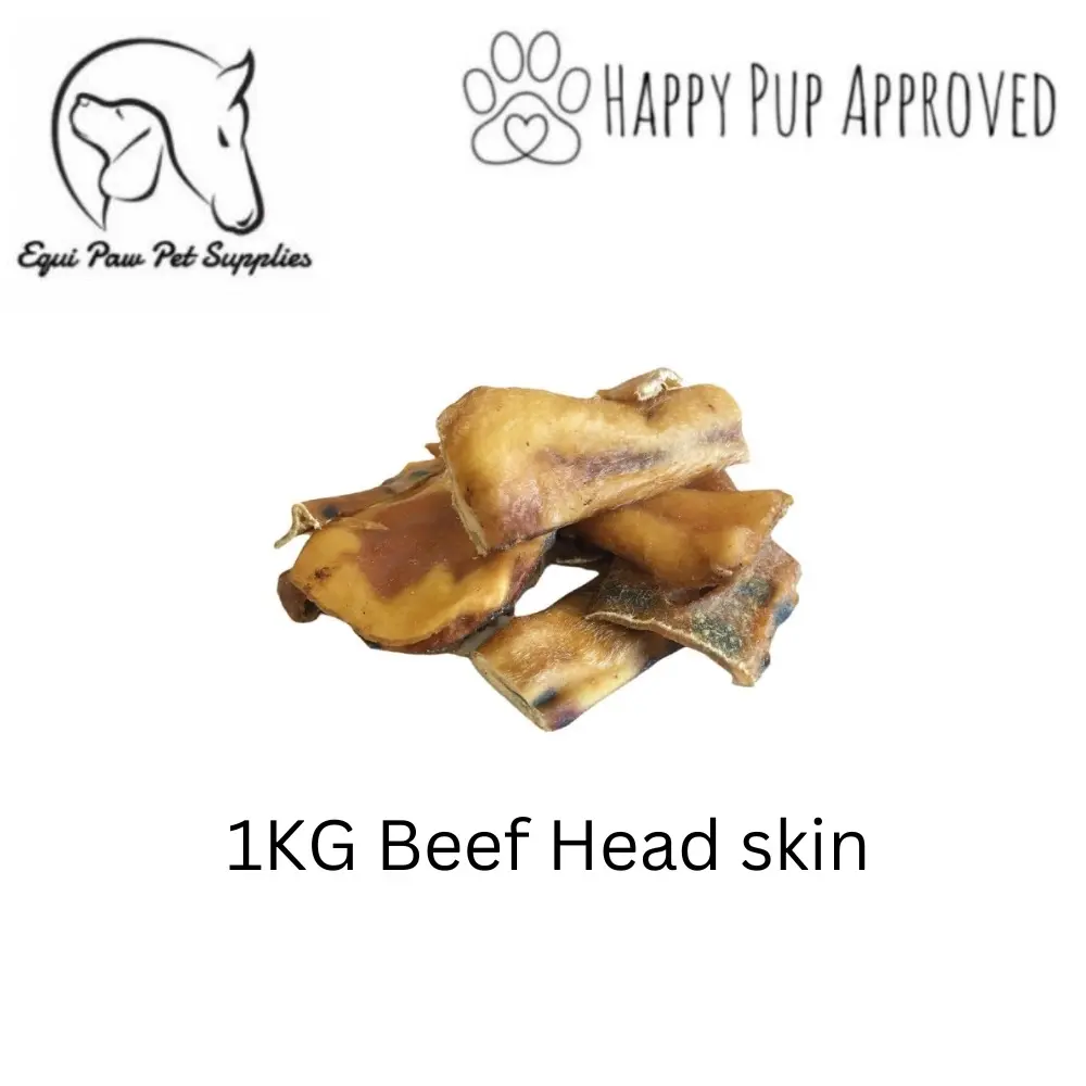 1KG Beef Head Skin - Long lasting, High Protein, Low fat Natural Dog Treat