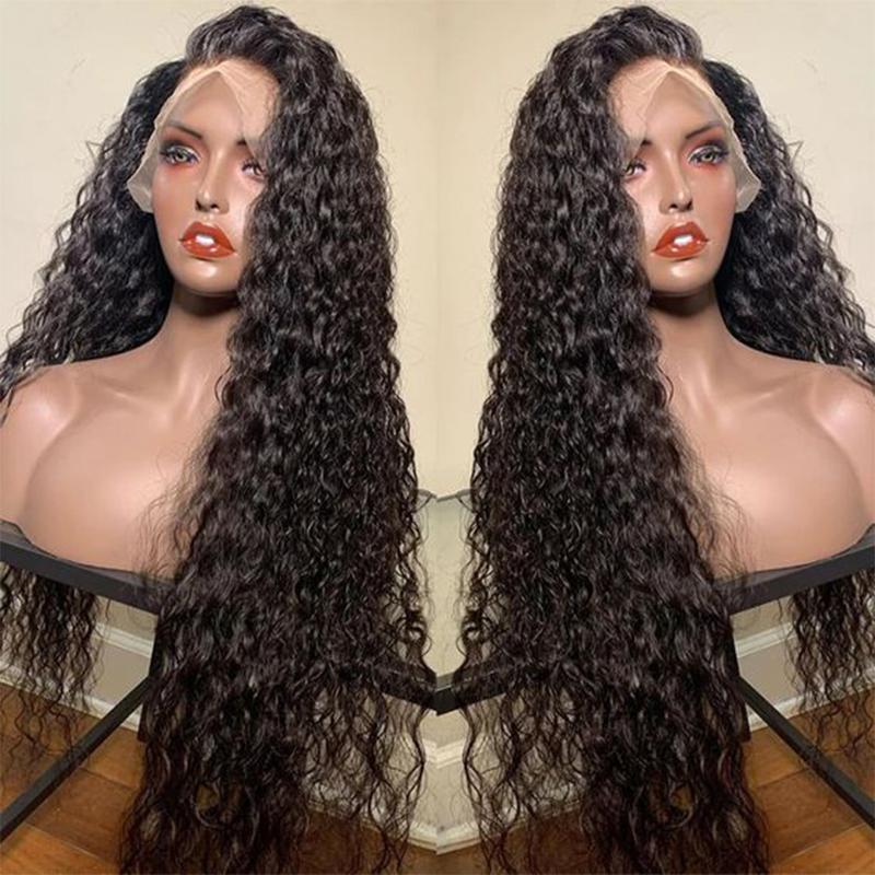 Product Introduction of Deep Wave 13x4 Lace Front Human Hair Wig for Women - Curly 13x6 Wet and Wavy Pre Plucked Hairline Bleach Knots, Natural Black Color 5