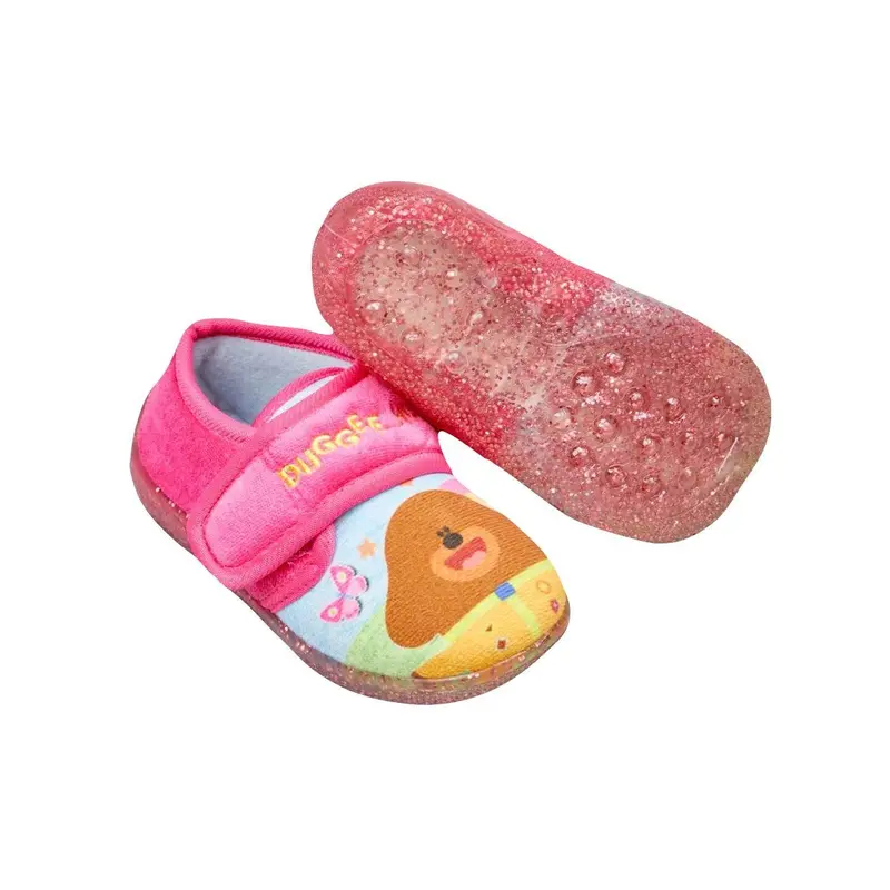 Hey Duggee Girls Pink Easy Close Glitter Sole Slippers 7