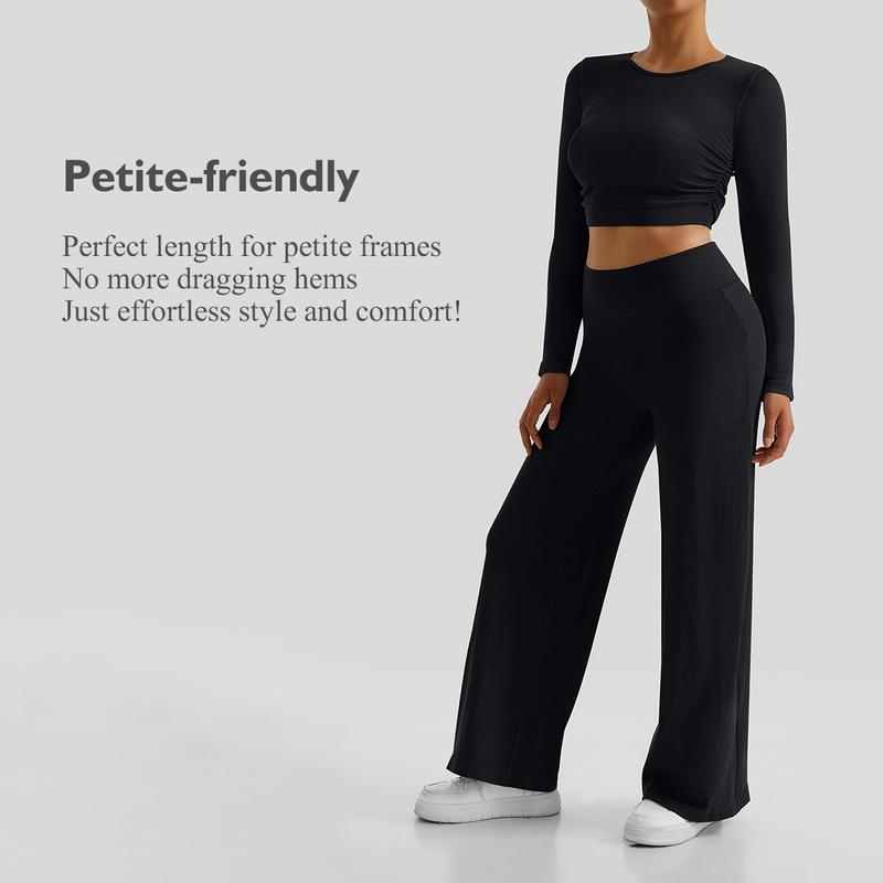 Mooslover UK Women Casual High-Waisted Wide Leg Straight Pants Breathable Trousers 3