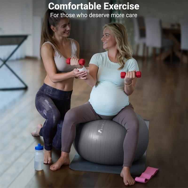 ROMIX Exercise Ball, 55cm 65cm 75cm Anti-burst Extra Thick Birthing Pregnancy Ball with Pump, Fitness Swiss Gym Yoga Ball for Labour Stability Pilates Balance Ball Workout Physical Therapy SILVER 4
