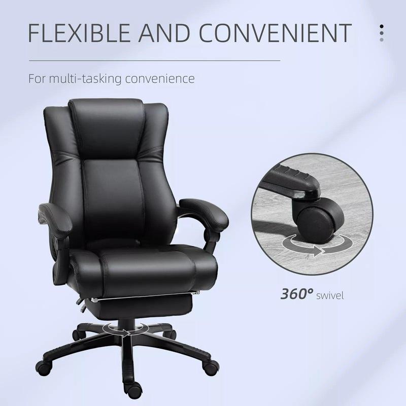 Black Faux Leather Desk Chair for Office and Home Use 7