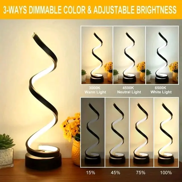 Modern Spiral Dimmable LED Table Lamp for Living Room and Bedroom 2