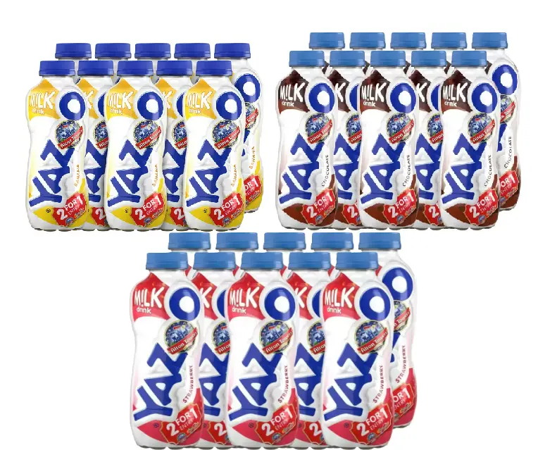PACK OF 10 Yazoo Milkshake, 400ml X 10 ; Flavours - Banana, Strawberry & Chocolate
