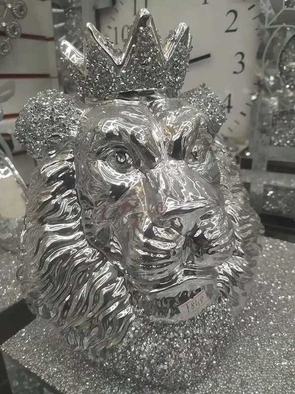 Zidan Bargains Crushed Diamond Crystal Jewel Sparkle Ornament Bling Gift Lion King Face With Crown 3