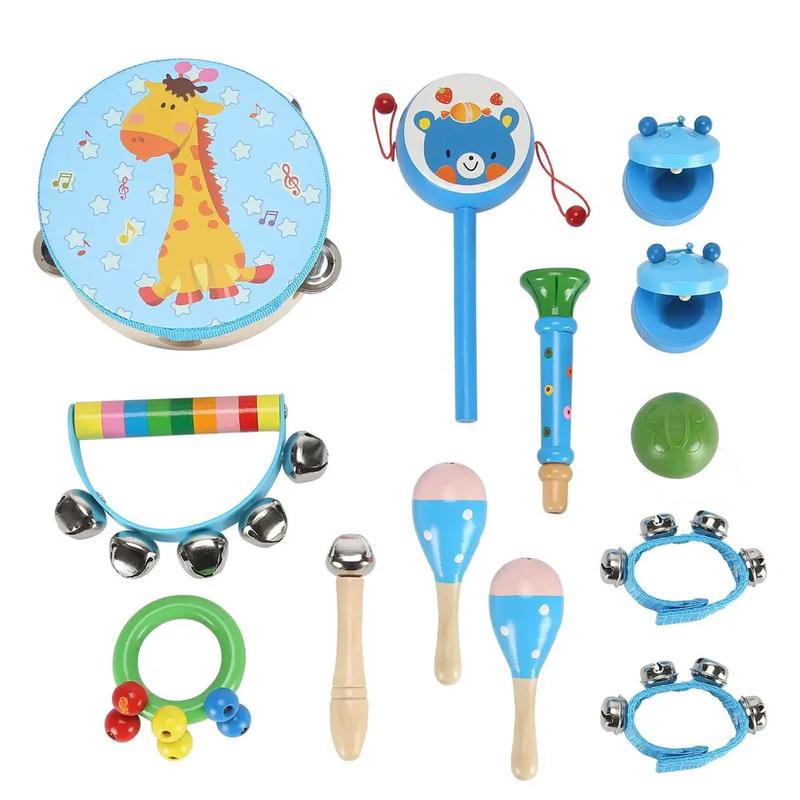 Product Introduction of 13 Pcs Set Wooden Kids Baby Musical Instruments Toys Child Toddlers Percussion 1