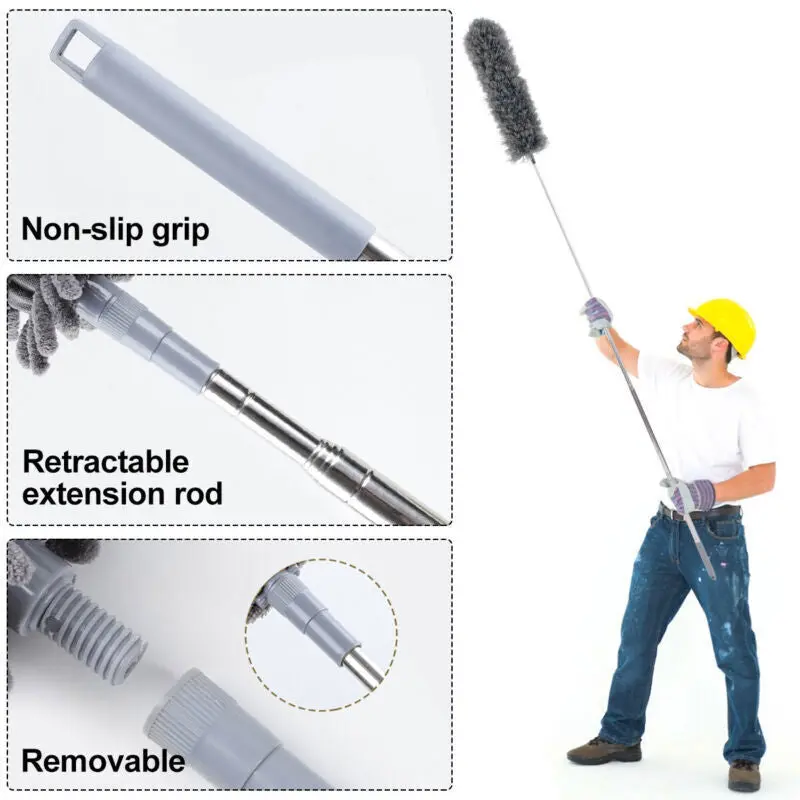 Extendable Feather Duster Microfiber Duster with Long Telescopic Extension Pole 3
