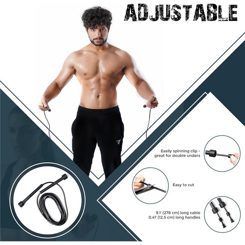 Adjustable Skipping Rope for Adults, Men, Women & Kids – Speed Rope for Fitness, Fat Burning, Boxing, Home Exercise with Non-Slip Handle 6