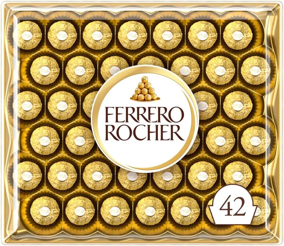 Ferrero Rocher Pralines, Chocolate Gift, Christmas Chocolate, Large Chocolate Box Covered in Milk Chocolate and Nuts,