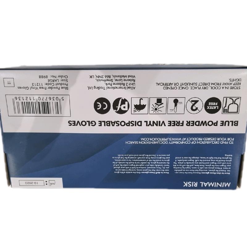 Supertouch 100 Blue Vinyl Disposable Gloves Sizes S/M/L/XL Available Powderfree Foodsafe Cleaning  Latex Free 2