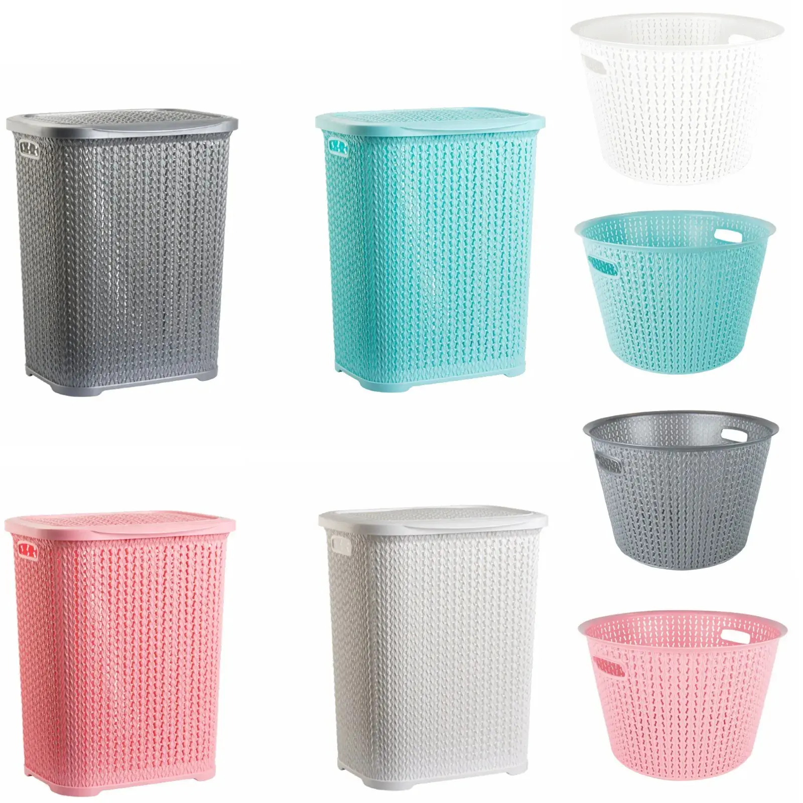 Plastic Laundry Basket Clothes Washing Bin Storage Hamper Small Large Organiser