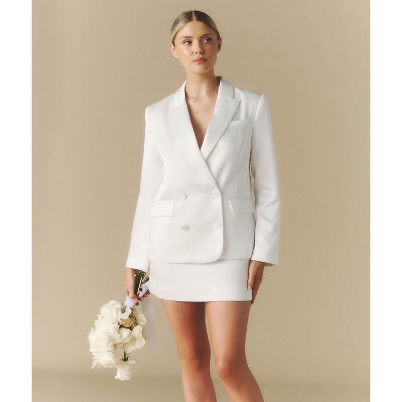 Satin Tailored Jacket - White 0