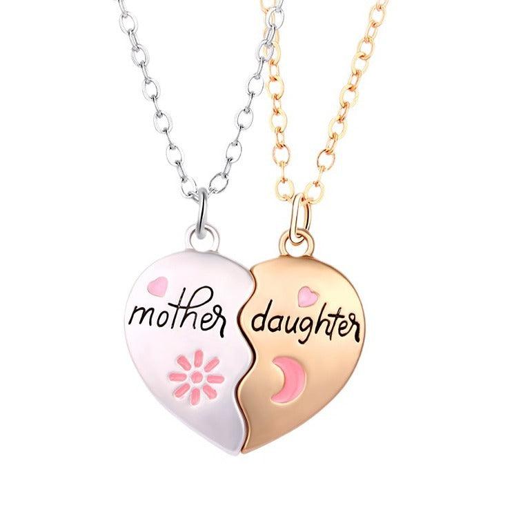 Mother Daughter Necklace Set – 2PCS Heart Magnetic Pendant, 18k Gold Plated, Engraved "Mother" & "Daughter", Adjustable Chain, Perfect Gift for Special Occasions promise jewellery 2
