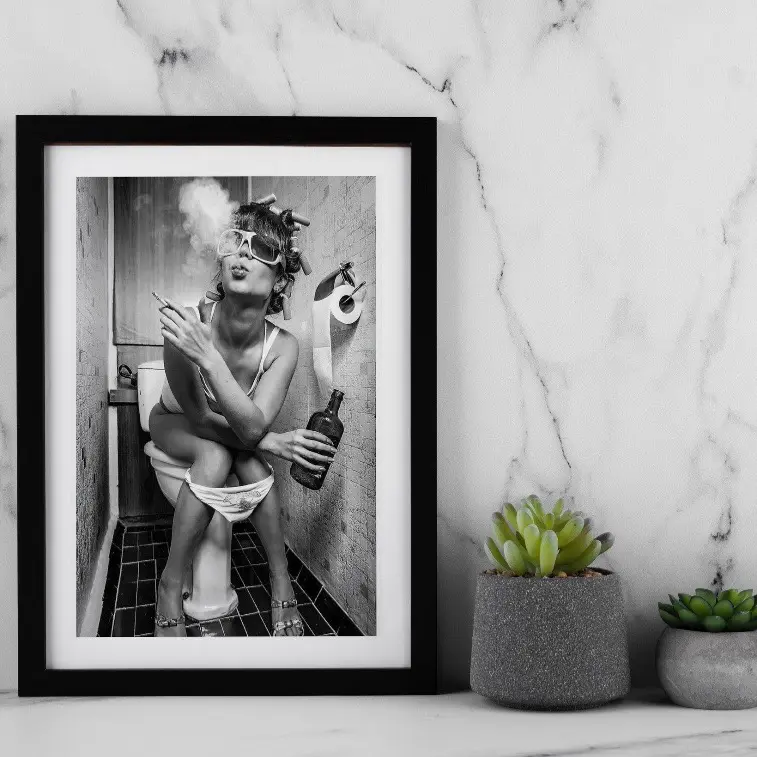 Girl On Toilet Smoking Print | Home Print | Home Gift | Wall Print | Gift | Wall Art | Decor | Poster | UNFRAMED 1