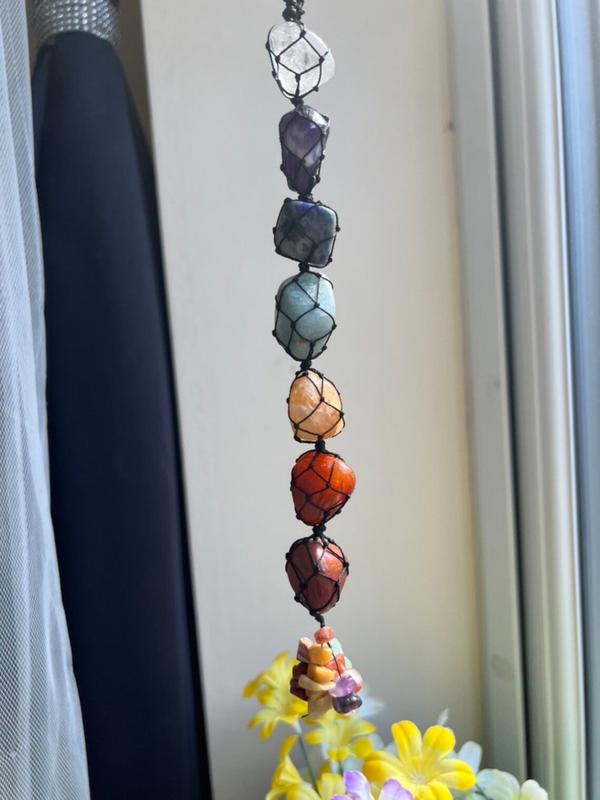 7 Chakra wall Hanging , Car & Window Hanging ,Spiritual Meditation Feng Shui Ornament Natural Stones Car and Home Decor handmade gift Crystals Decorative Hangable Pack Decoration 2