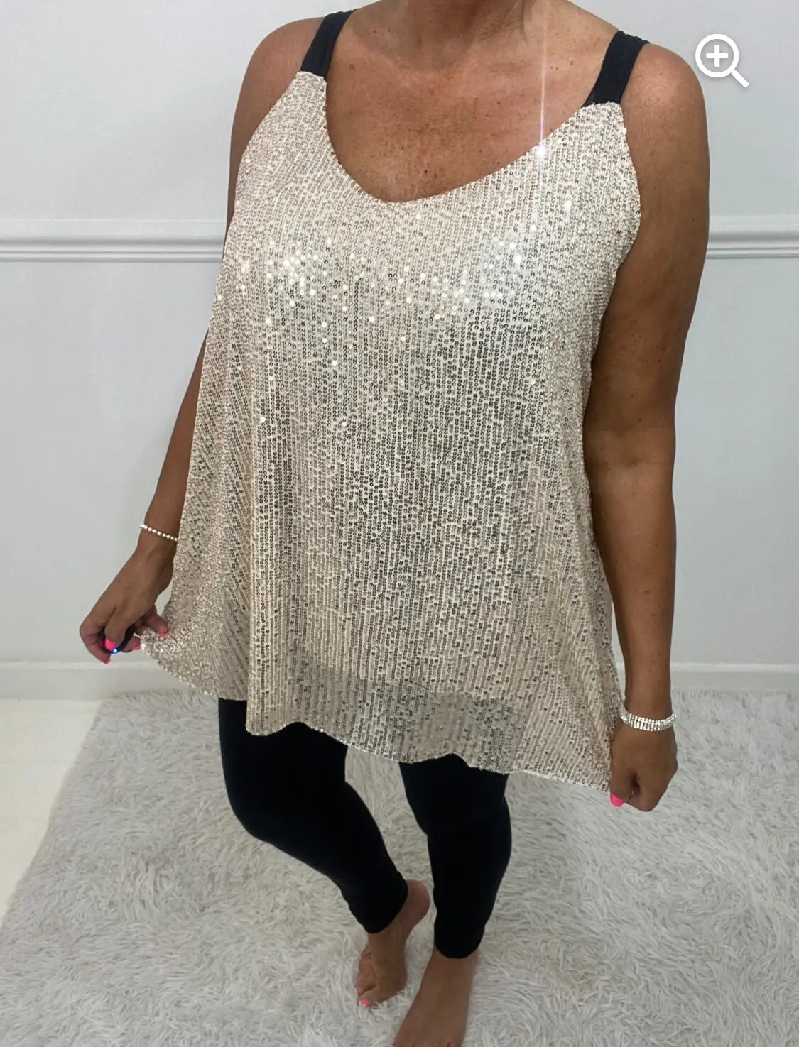 LADIES SPARKLE LINED VEST TOP