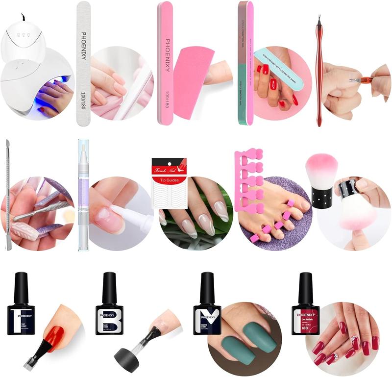 Gel Nail Polish Starter Kit, Phoenixy 12 Colours Soak Off Gel Nail Polish Set with Nail Lamp 8ml Gel Nail Kit Gift Set for Women 5