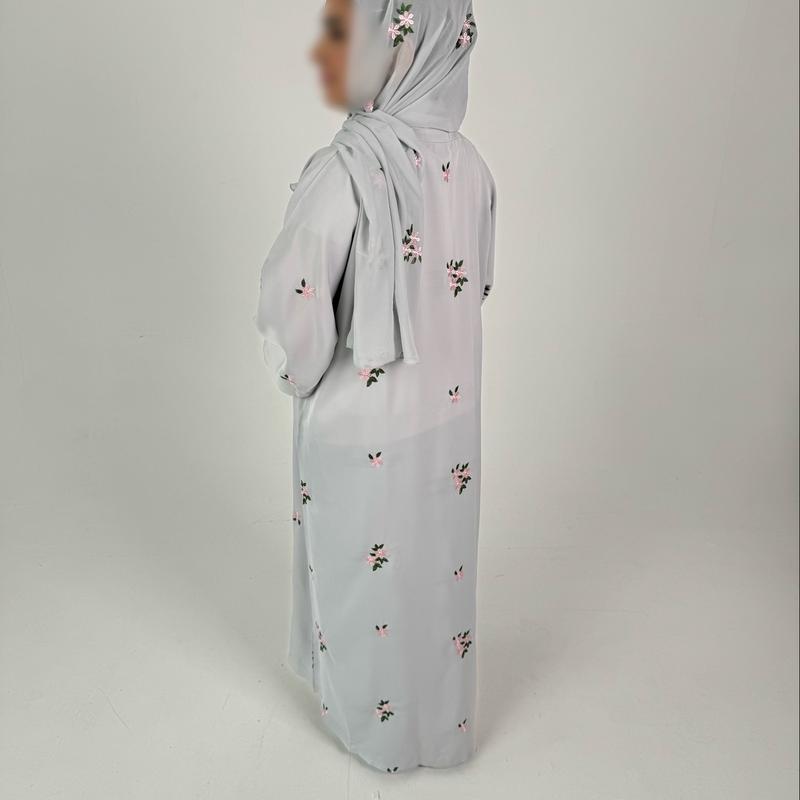 Abaya Nida Full Body Embroidery in Grey 2