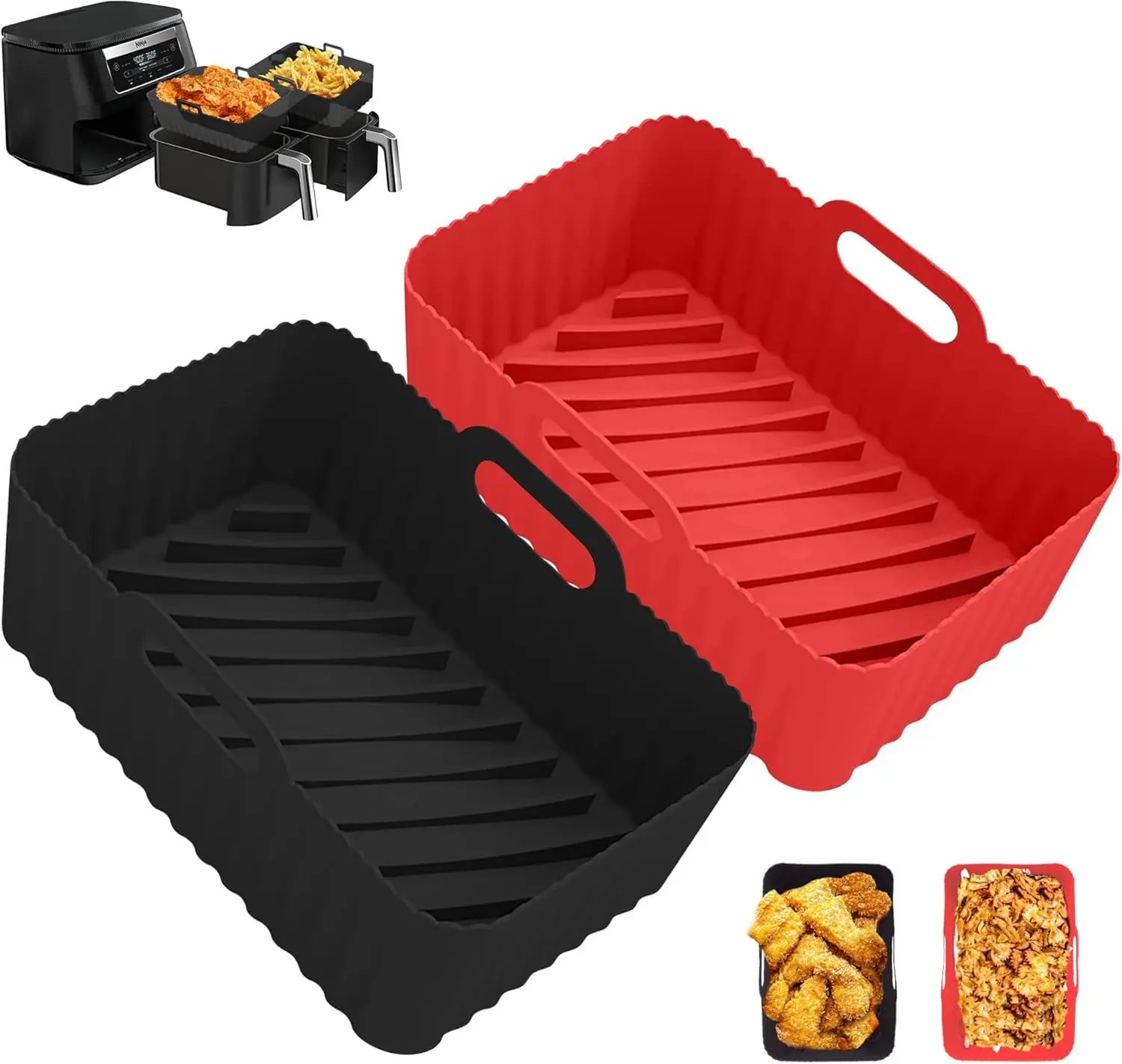 2 Pack Silicone Air Fryer Liners for Ninja Dual Air Fryer Accessories