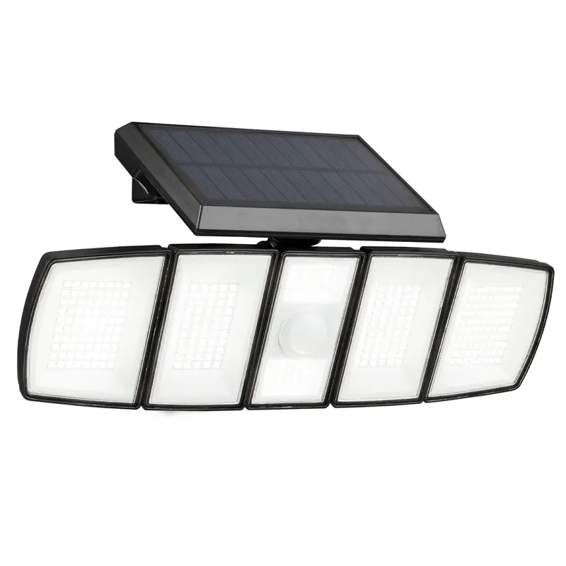 300 LED Solar Security Light - 3 Lamp Heads, 7000K Brightness, Motion Sensors - Durable, IP65 Waterproof - Outdoor Solar Powered Lighting for Garden, Decking, Yard, Patio, Garage 3