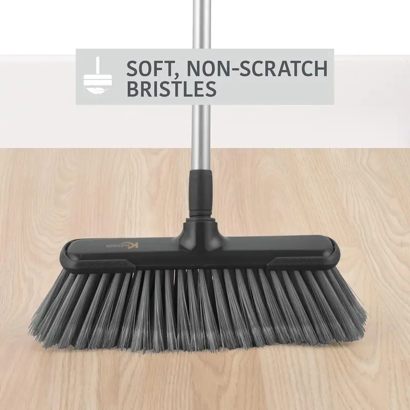 KL028107EU7 Soft Indoor Broom - Non Scratch Bristles, Indoor Floor Sweeping Brush, Suitable for Hard Floors, 120cm Extendable Stainless Steel Handle, Hanging Hook, Grey, 100 Years Edition 2