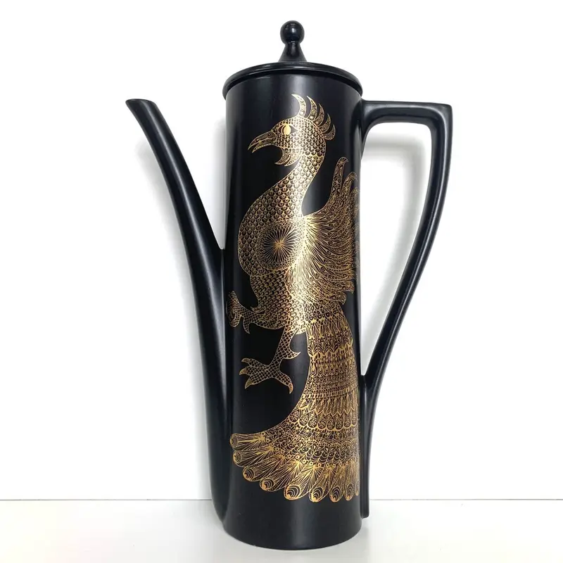 Portmeirion Phoenix Six Piece Coffee Set in Black and Gold 1