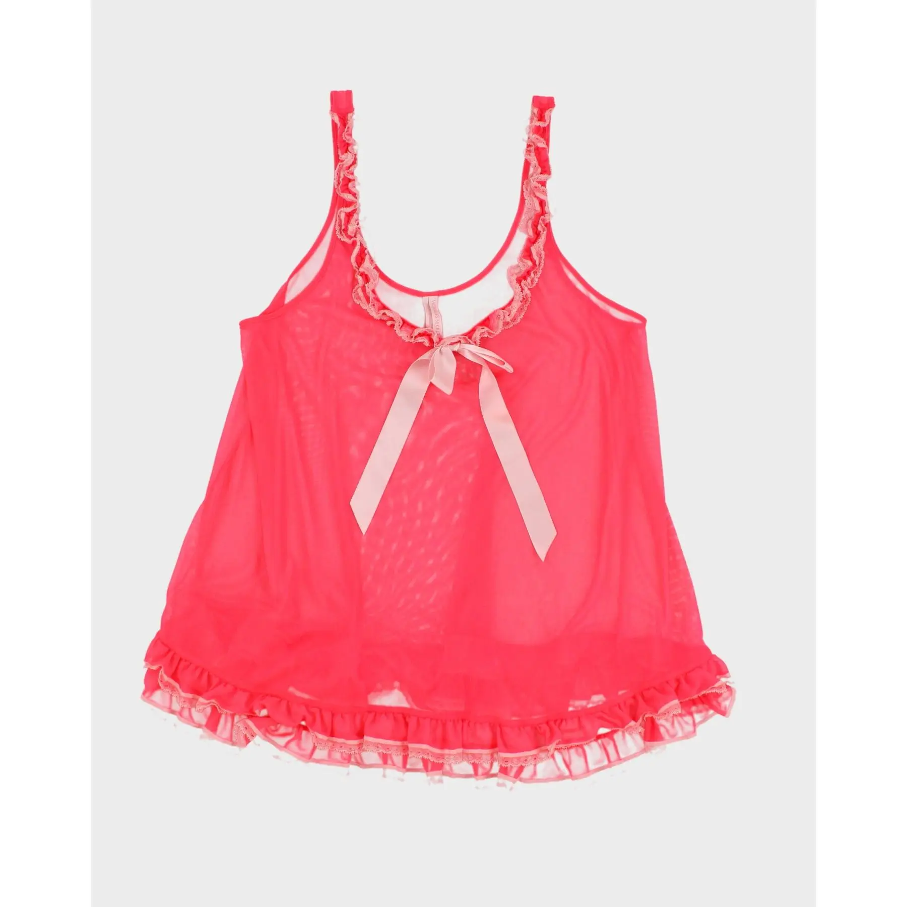 Preowned Victoria's Secret Hot Pink Sheer Slip Dress - S