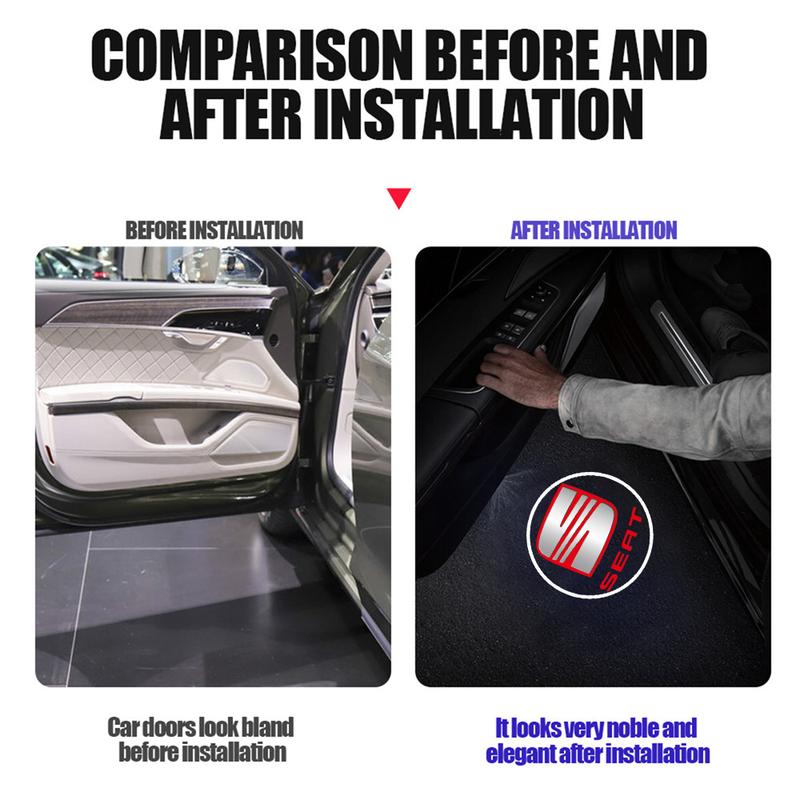2/4Pcs Car Door Welcome Laser Led Projecto Wireless Logo Light For Seat Leon 5f 1p Ibiza 6l 6j Arosa Ateca Altea FR Arona Cupra 1