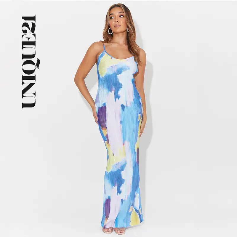 UNIQUE21 women Casual Loose Sundress Sleeveless Split Maxi Long Beach Dress 1