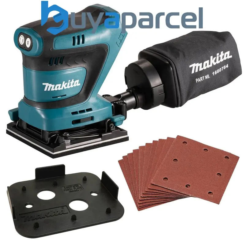 Makita DBO480Z 18v LXT 114mm 1/4 Sheet Finishing Cordless Palm Sander +10 Sheets 0