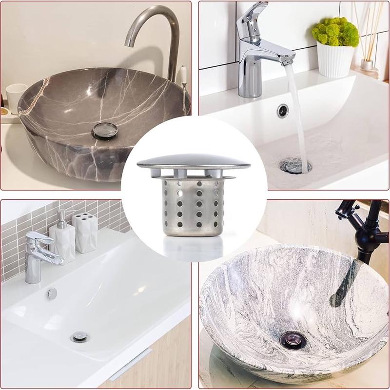 Drain Hair Catcher, Sink Strainer, Shower Drain Cover, Bathroom Overflow Covers, Stainless Steel Plug Hole Hair Catcher for Bathtub, Shower, Kitchen, Bathroom 7