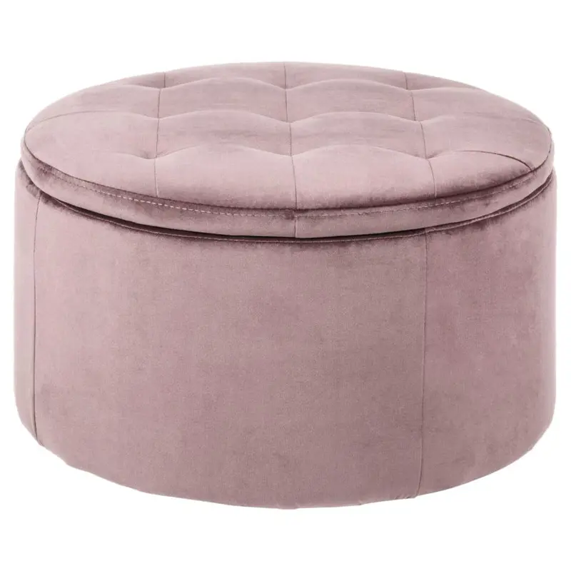 Spacious Soft Touch Large Retina Boudoir Ottoman In Dusty Rose Pink, Quality Round Storage 60x35cm 0