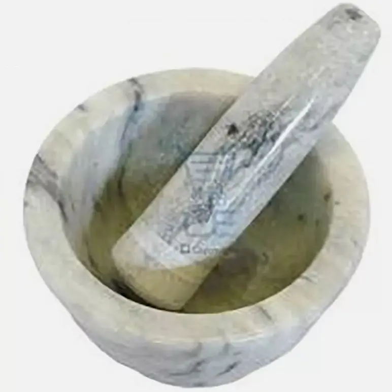 8" Marble Pestle And Morter Grinding Molcajete Paste Crusher Kitchen Marble Langri