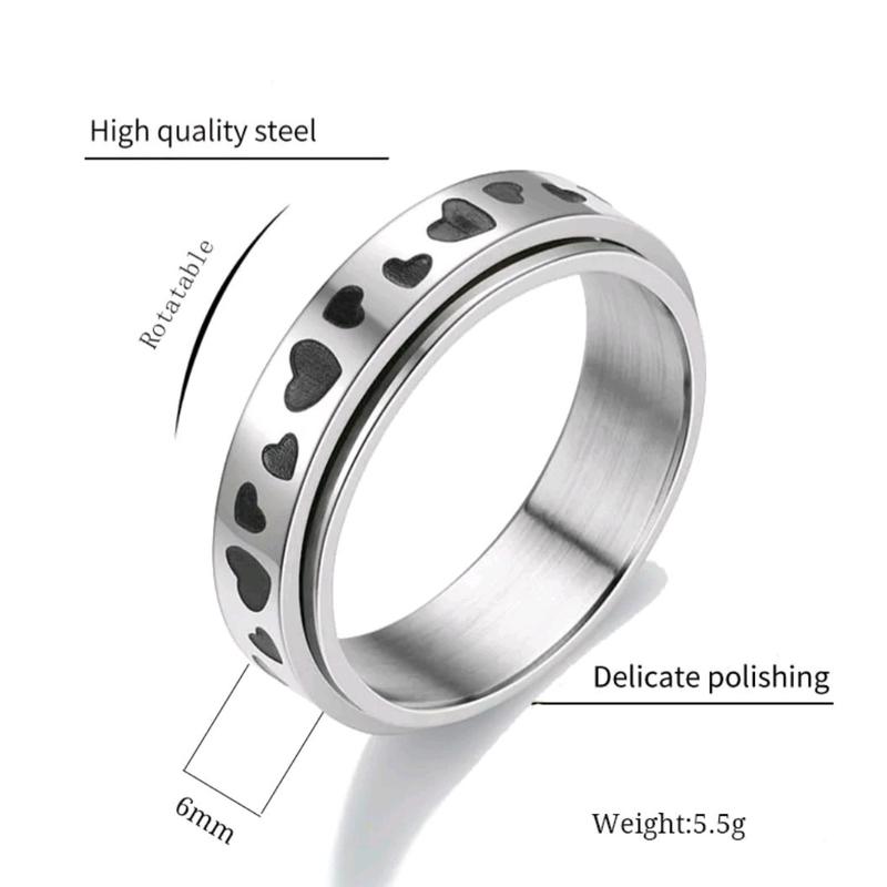 Love Heart Anxiety Fidget Ring Man Woman Birthday Anniversary Engagement 7