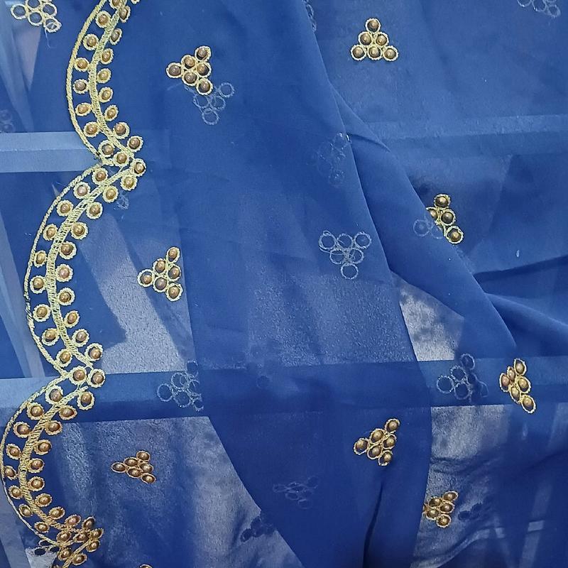 Gabasar with Gold Beads and Navy Colour for Any Occasions 2