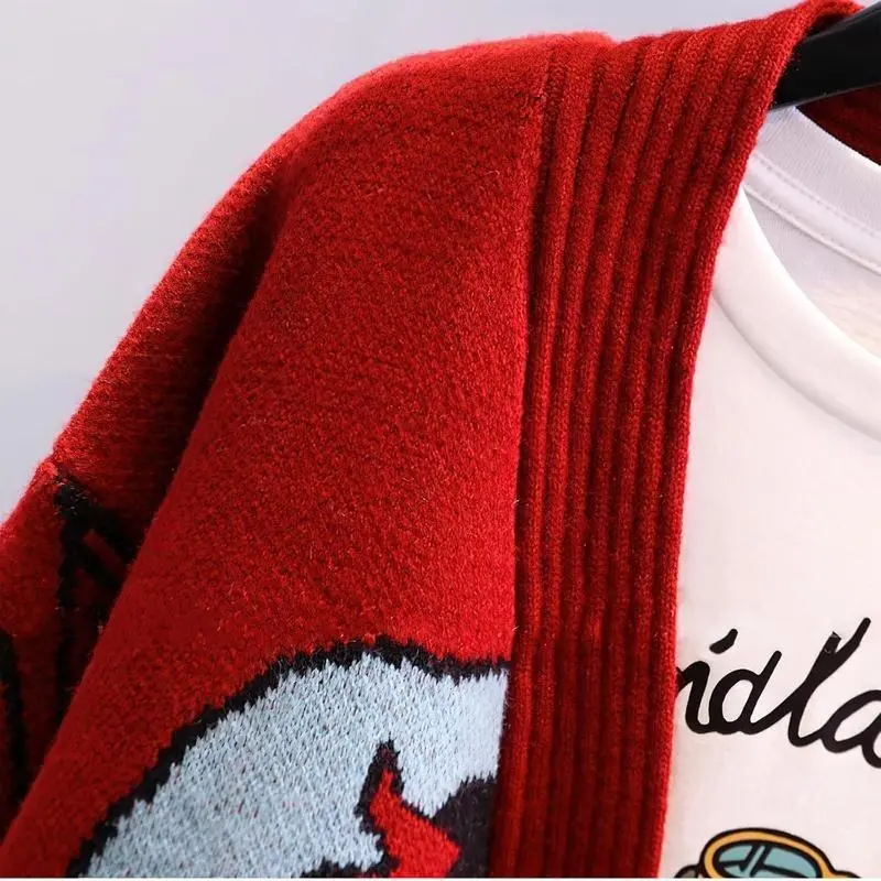 Womens Cute Embroidery Cartoon Duck Cable Knit Cardigans Sweater Button Down Slouchy Wool Blend Coat 3
