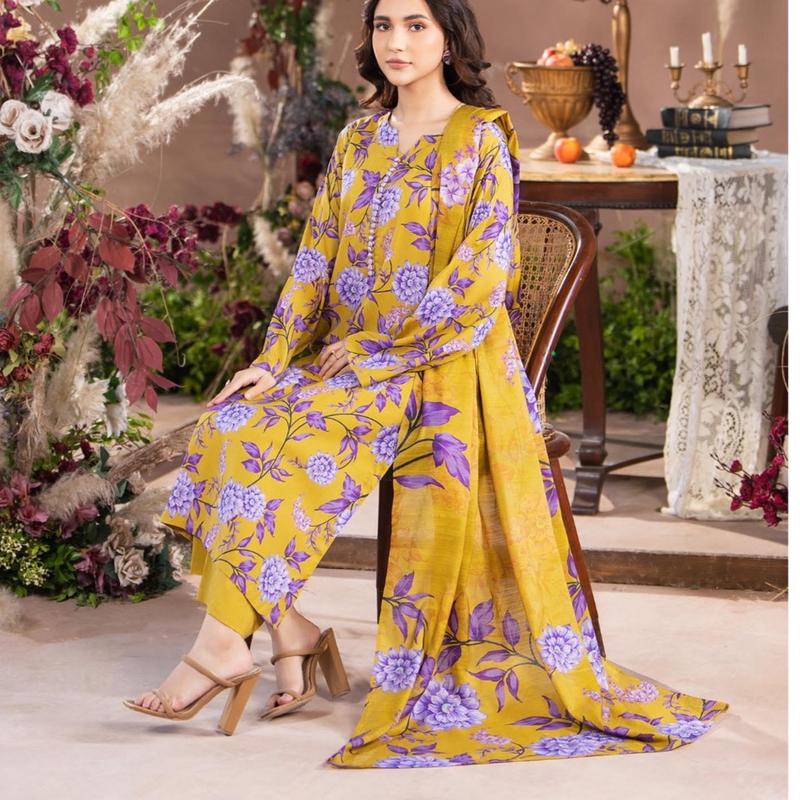 A09- Cia by Gull Jee - Women's Linen Three Piece Suit - Kameez and Trousers 3